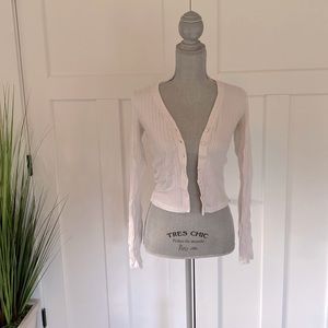 Abercrombie Light Cropped White Cardigan Sweater